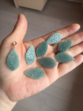 Load image into Gallery viewer, 100% natural type A light green blue carved Lotus waterdrop Guatemala jadeite pendant PA211
