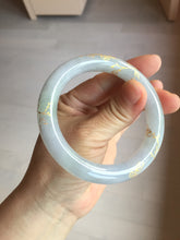 Load image into Gallery viewer, 52.3mm 100% Natural type A light green purple carved and golden-painted Jadeite Jade bangle PB213
