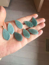 Load image into Gallery viewer, 100% natural type A light green blue carved Lotus waterdrop Guatemala jadeite pendant PA211
