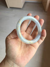 Load image into Gallery viewer, 52.3mm 100% Natural type A light green purple carved and golden-painted Jadeite Jade bangle PB213
