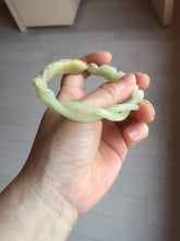 Load image into Gallery viewer, 61mm 100% Natural Yellow Orange 3D Carved Fish, Lotus Flowers &amp; Twisted Braided Xiu Jade (Serpentine) Bangle CB84
