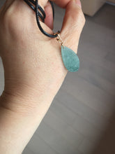 Load image into Gallery viewer, 100% natural type A light green blue carved Lotus waterdrop Guatemala jadeite pendant PA211
