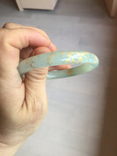 Load image into Gallery viewer, 53.7mm 100% Natural type A icy watery light green carved and golden-painted round cut Jadeite Jade bangle Pb212-2404
