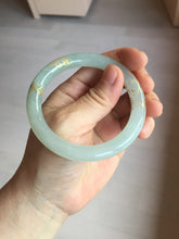 Load image into Gallery viewer, 53.7mm 100% Natural type A icy watery light green carved and golden-painted round cut Jadeite Jade bangle Pb212-2404
