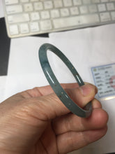 Load image into Gallery viewer, 50.5mm Certified Type A 100% Natural dark green blue gray black slim round cut Guatemala Jadeite bangle PJ21-2587
