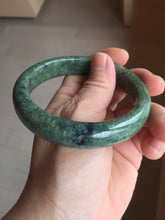 Load image into Gallery viewer, 60mm certified 100% natural Type A Spanish green gray black jadeite jade bangle H165-6028
