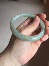 Load image into Gallery viewer, 54.9mm 100% Natural type A dark green yellow carved flowers and golden-painted Jadeite Jade bangle PD97-0277
