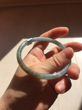 Load image into Gallery viewer, 58.9mm Type A 100% Natural Light Green/Gray/Black/Purple/Brown “Reed Flowers &amp; Snow” Guatemala Slim Round Cut Jadeite Bangle PJ123-1414
