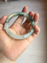 Load image into Gallery viewer, 58.5mm Certified 100% Natural type A icy watery green/light with green flying flowers carved and golden-painted Jadeite Jade bangle PB211-7075
