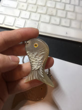 Load image into Gallery viewer, 52x23mm 100% Natural black brown yellow Buffalo Horn 3d carved fish Keychain, pendant, bag hanging group NJ3
