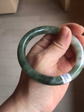 Load image into Gallery viewer, 56.6mm certified 100% natural Type A dark green(油青) gray round cut jadeite jade bangle H164-6009
