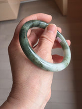Load image into Gallery viewer, 56.6mm certified 100% natural Type A dark green(油青) gray round cut jadeite jade bangle H164-6009

