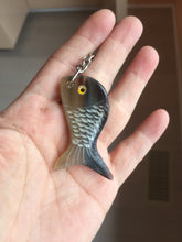Load image into Gallery viewer, 52x23mm 100% Natural black brown yellow Buffalo Horn 3d carved fish Keychain, pendant, bag hanging group NJ3
