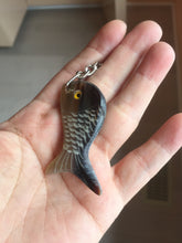 Load image into Gallery viewer, 52x23mm 100% Natural black brown yellow Buffalo Horn 3d carved fish Keychain, pendant, bag hanging group NJ3
