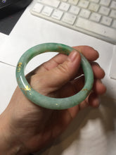 Load image into Gallery viewer, 58.5mm Certified 100% Natural type A icy watery green/light with green flying flowers carved and golden-painted Jadeite Jade bangle PA166-4652

