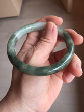 Load image into Gallery viewer, 56.6mm certified 100% natural Type A dark green(油青) gray round cut jadeite jade bangle H164-6009
