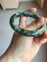 Load image into Gallery viewer, 59.5mm Certified Type A 100% Natural dark green gray black camouflage color Jadeite bangle PD139-6273
