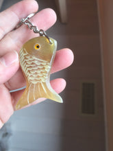 Load image into Gallery viewer, 52x23mm 100% Natural black brown yellow Buffalo Horn 3d carved fish Keychain, pendant, bag hanging group NJ3
