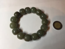 Load image into Gallery viewer, 100% Natural 13.8x12.5mm dark green/gray/brown vintage style nephrite Jade bead bracelet HF76
