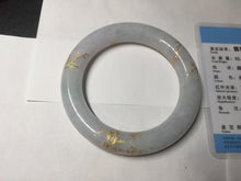 Load image into Gallery viewer, 59.2mm Certified 100% Natural type A light green/purple carved and golden-painted chubby round cut Jadeite Jade bangle PA167-4923
