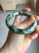 Load image into Gallery viewer, 59.5mm Certified Type A 100% Natural dark green gray black camouflage color Jadeite bangle PD139-6273
