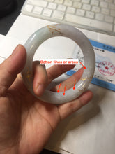 Load image into Gallery viewer, 59.2mm Certified 100% Natural type A light green/purple carved and golden-painted chubby round cut Jadeite Jade bangle PA167-4923
