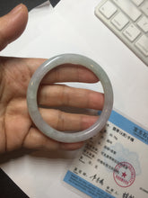 Load image into Gallery viewer, 53.5mm certified 100% natural icy watery light green purple slim round cut jadeite jade bangle PB73-1269
