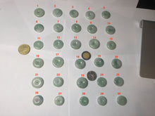 Load image into Gallery viewer, 18-23.5mm Type A 100% Natural  light green sunny green white Jadeite Jade Safety Guardian Button donuts Pendant group AA67
