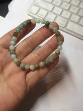 Load image into Gallery viewer, 5.7-6mm size 52-56mm 100% natural type A green/yellow/brown/white jadeite jade beads bracelet PB74
