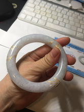 Load image into Gallery viewer, 59.2mm Certified 100% Natural type A light green/purple carved and golden-painted chubby round cut Jadeite Jade bangle PA167-4923
