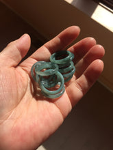Load image into Gallery viewer, 17.7mm 7 1/2 100% natural type A icy watery green/blue/gray/black Guatemala jadeite jade band ring group PB302
