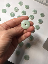 Load image into Gallery viewer, 18-23.5mm Type A 100% Natural  light green sunny green white Jadeite Jade Safety Guardian Button donuts Pendant group AA67
