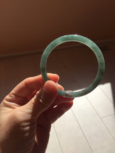 Load image into Gallery viewer, 54mm Type A 100% Natural Light Green/Gray/Black/Purple/Brown “Reed Flowers &amp; Snow” Guatemala Slim Round Cut Jadeite Bangle PJ126-1420
