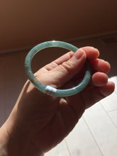 Load image into Gallery viewer, 54mm Type A 100% Natural Light Green/Gray/Black/Purple/Brown “Reed Flowers &amp; Snow” Guatemala Slim Round Cut Jadeite Bangle PJ126-1420
