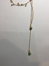 Load image into Gallery viewer, Double Layer Gold-Tone Y Necklace with 100% natural Type A sunny Green Jadeite Drop Necklace PH27
