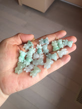 Load image into Gallery viewer, Type A 100% Natural icy watery light green sunny geen purple white clear jadeite jade cute baby bear pendant PH114 Add on item
