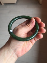 Load image into Gallery viewer, 61mm certified 100% Natural dark green/black round cut nephrite (碧玉) bangle HN105-9147
