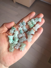 Load image into Gallery viewer, Type A 100% Natural icy watery light green sunny geen purple white clear jadeite jade cute baby bear pendant PH114 Add on item

