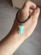 Load image into Gallery viewer, Type A 100% Natural icy watery light green sunny geen purple white clear jadeite jade cute baby bear pendant PH114 Add on item
