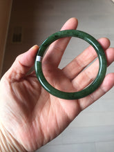 Load image into Gallery viewer, 60mm certified 100% Natural dark green/black round cut nephrite (碧玉) bangle HN104-9152
