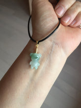 Load image into Gallery viewer, Type A 100% Natural icy watery light green sunny geen purple white clear jadeite jade cute baby bear pendant PH114 Add on item
