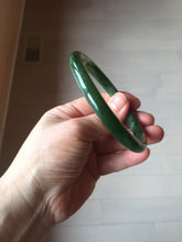 Load image into Gallery viewer, 60mm certified 100% Natural dark green/black round cut nephrite (碧玉) bangle HN104-9152
