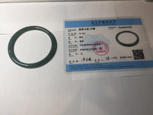 Load image into Gallery viewer, 57mm Certified Type A 100% Natural icy watery deep sea dark green/blue/gray/black slim round cut Guatemala Jadeite bangle AU66-7055
