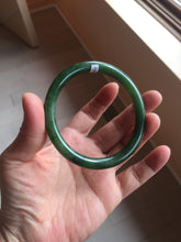 Load image into Gallery viewer, 60mm certified 100% Natural dark green/black round cut nephrite (碧玉) bangle HN104-9152
