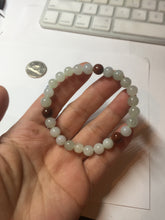 Load image into Gallery viewer, 6.8-7.2mm size 50-58mm 100% natural type A icy watery white brown jadeite jade beads bracelet PB76
