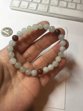 Load image into Gallery viewer, 6.8-7.2mm size 50-58mm 100% natural type A icy watery white brown jadeite jade beads bracelet PB76
