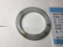 Load image into Gallery viewer, 55mm 100% Natural type A green white green floating flowers carved and golden-painted Jadeite Jade bangle PA168-2337
