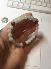 Load image into Gallery viewer, 6.8-7.2mm size 50-58mm 100% natural type A icy watery white brown jadeite jade beads bracelet PB76
