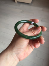 Load image into Gallery viewer, 60mm certified 100% Natural dark green/black round cut nephrite (碧玉) bangle HN104-9152
