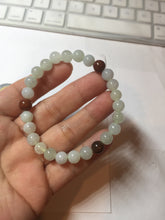 Load image into Gallery viewer, 6.8-7.2mm size 50-58mm 100% natural type A icy watery white brown jadeite jade beads bracelet PB76
